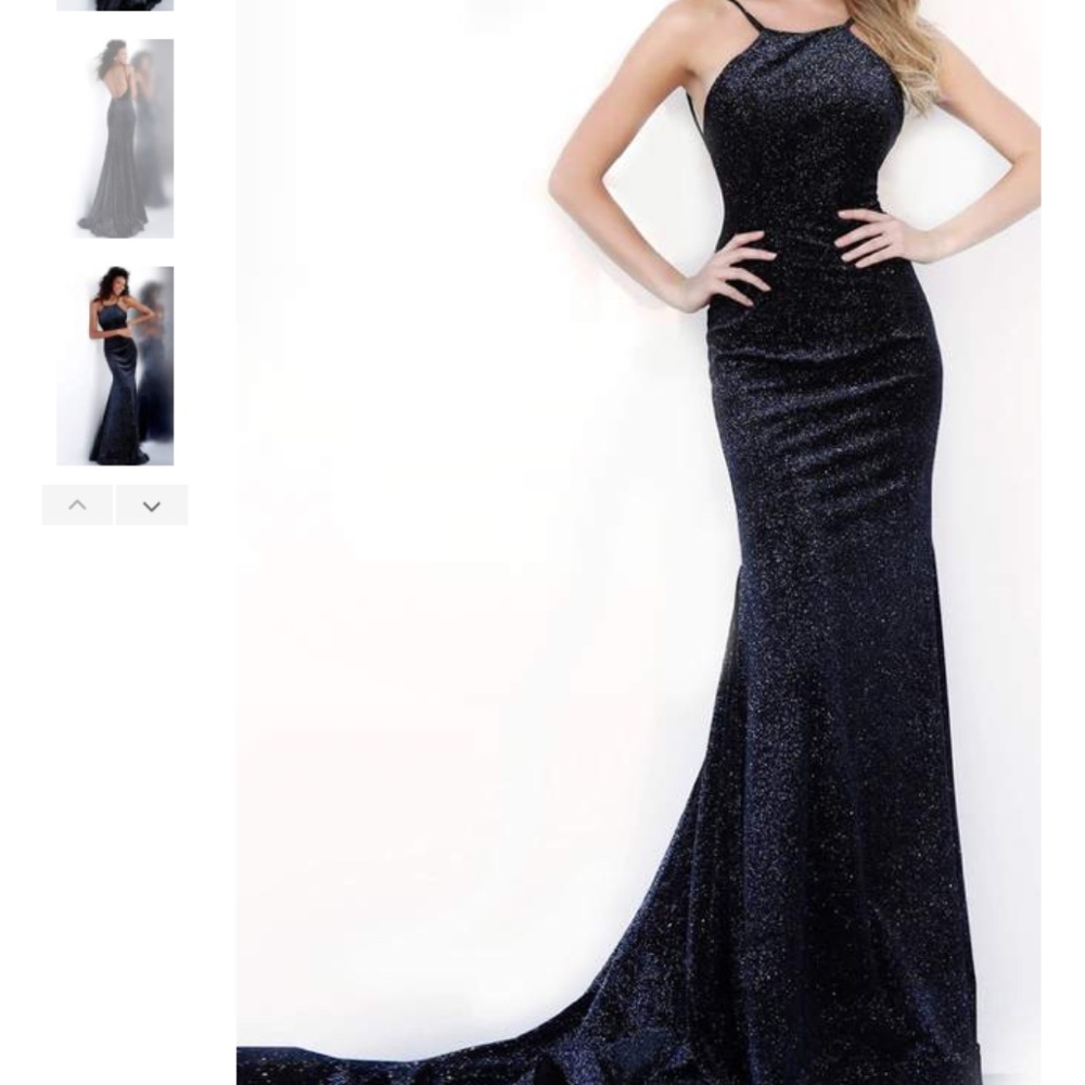 JOVANI - 62806 HALTER NECK STRETCH GLITTER TRUMPET